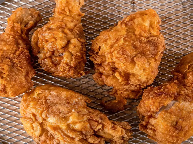 Fried chicken on grill